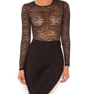 House of CB Carmine Black Lace Bodysuit Top XS